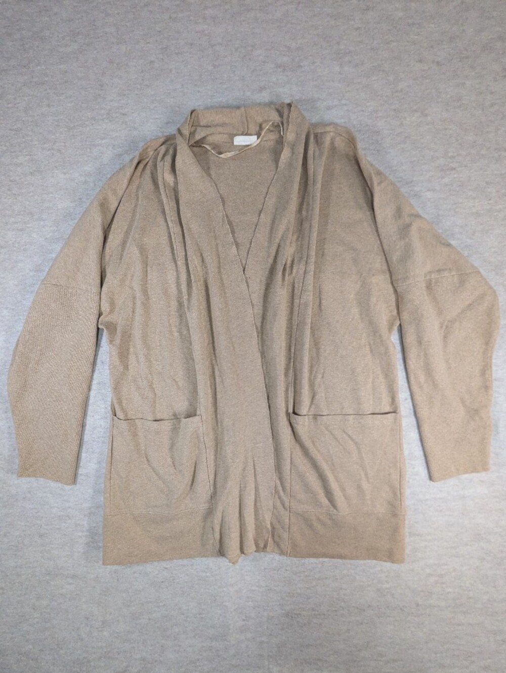 Pact Organic Cotton Airplane Travel Cardigan Wrap Sweater Tan Oatmeal Size M/L